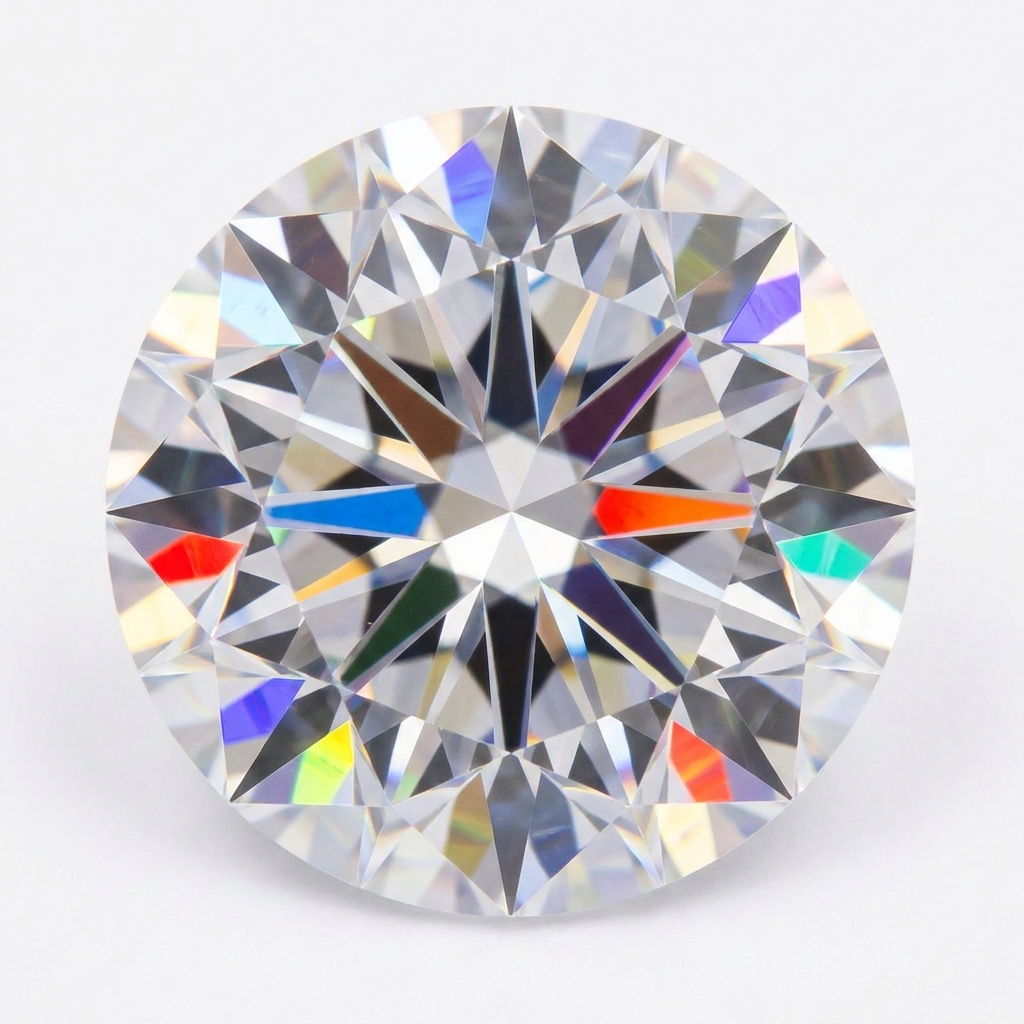 Close-up of cubic zirconia stone showing rainbow fire